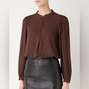 Selected Femme Rosa blouse with puff sleeves and polka dot print